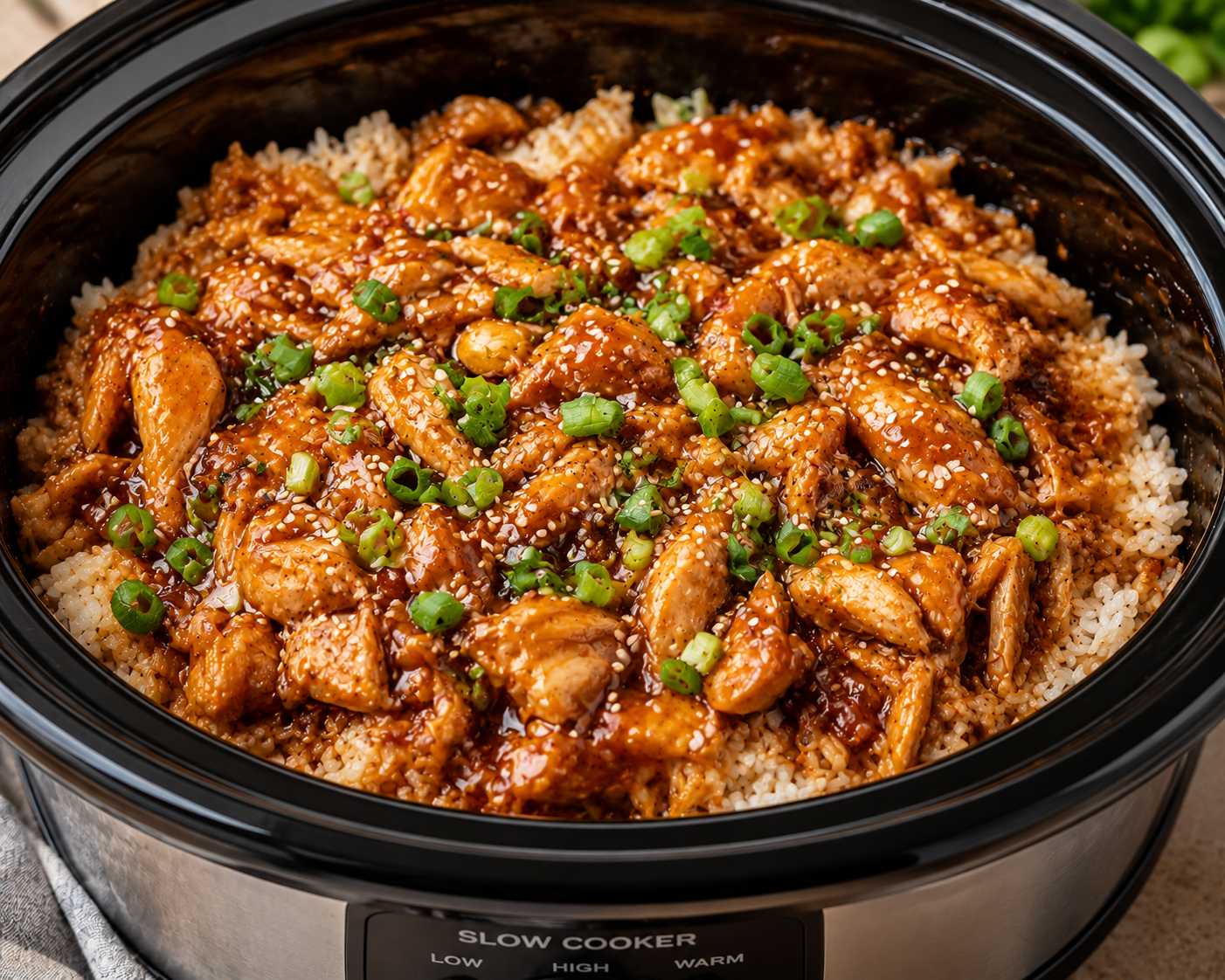 Slow Cooker Honey Garlic Chicken Rice Bowls