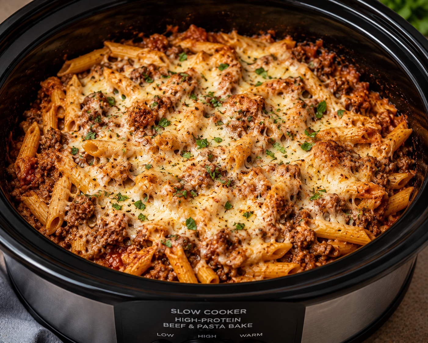 High-Protein Beef & Pasta Slow Cooker Bake