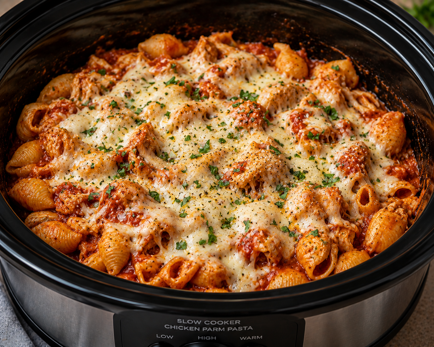 Slow Cooker Chicken Parm Pasta