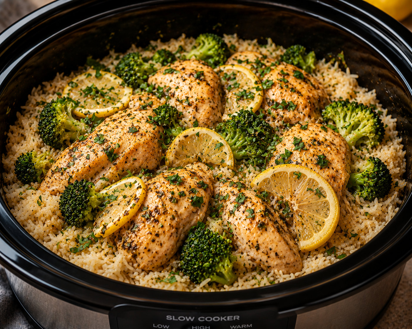 Slow Cooker Lemon Herb Chicken Bowls